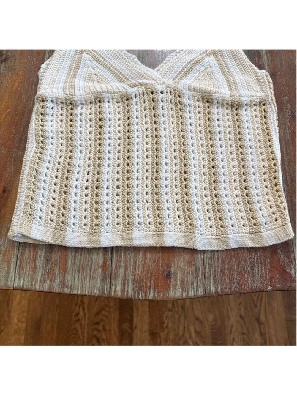 Kimchi Blue Crochet Halter Top Ivory Tan Large - Picture 3 of 8